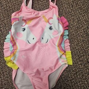 Cute Pink Unicorn Girls Swimsuit 7-8 years